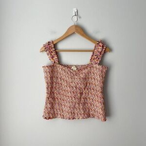 Anthropologie Maeve Women's Multicolor Smocked Cotton Top Size Large